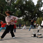 The Daphne Akhurst Memorial Cup (R) and the Norman Brookes Challenge Cup are pictured during the Australian Open Trophy Tour at The Temple of Heaven on October 19, 2012 in Beijing, China; Getty Images