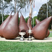 The Australian Open trophies at the National Gallery of Australia in Canberra; Tennis Australia