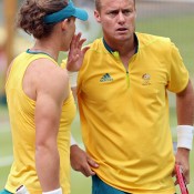 Teaming in the mixed doubles at the London Olympics Sam Stosur (L) and Lleyton Hewitt of Australia progressed to the quarterfinals before falling to Laura Robson and Andy Murray of Great Britain in a star-studded match on Centre Court; Getty Images