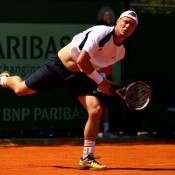 Following a four-month break to recover from toe surgery, Lleyton Hewitt returned to tennis at Roland Garros, falling in the first round to Blaz Kavcic of Slovenia; Getty Images