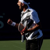 Back on US hardcourts after Wimbledon, Marinko Matosevic celebrated his straight-set quarterfinal win over Michael Russell at the Farmers Classic in Los Angeles, the second time in 2012 - and his career - he had reached an ATP-level semifinal; Getty Images