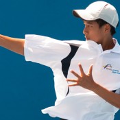 Richard Yang, currently in action at the Australian Tennis Magazine AMT at Melbourne Park; MAE DUMRIGUE