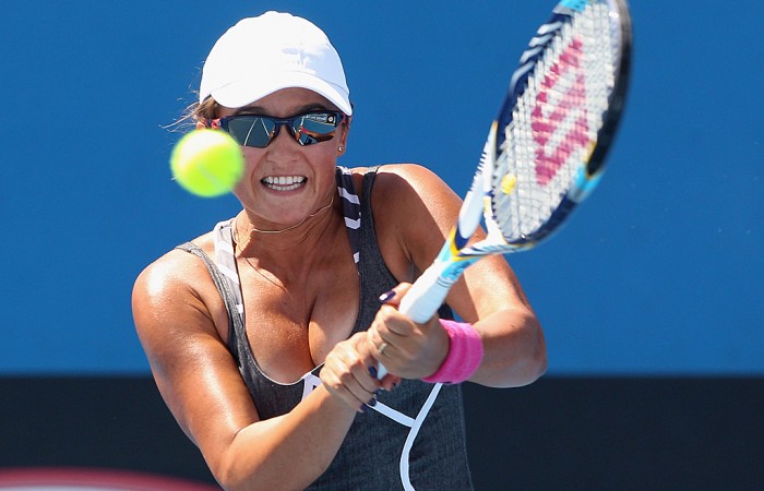 Arina Rodionova of Australia plays a backhand during her match against Maria Irigoyen of Argentina during Australian Open qualifying at Melbourne Park on January 10, 2013 in Melbourne, Australia; Getty Images Arina Rodionova of Australia plays a backhand during her match against Maria Irigoyen of Argentina during Australian Open qualifying at Melbourne Park on January 10, 2013 in Melbourne, Australia; Getty Images