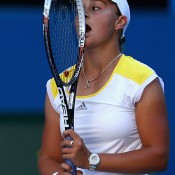 Ashleigh Barty of Australia reacts after losing her first round match against Dominika Cibulkova of Slovakia during day one of the 2013 Australian Open at Melbourne Park on January 14, 2013 in Melbourne, Australia; Getty Images