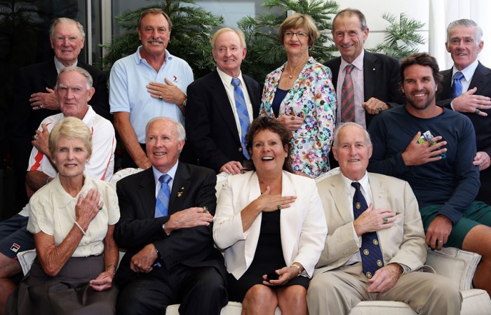 Former Australian players with their International Tennis Hall of Fame rings. FIONA HAMILTON