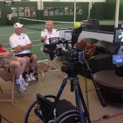 David Hall (R) and coach Rich Berman during the filming of video tutorial 