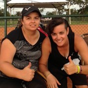 DF Wheelchair Tennis Open doubles winners Luba Josevski (L) and Sarah Calati; Tennis Australia
