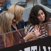 (L-R) Rafael Nadal's sister Isabel Nadal, mother Ana Maria Parera and girlfriend Maria Francisca Perello look on from the stands as he battles Ernests Gulbis in the third round of the Internazionali BNL d'Italia in Rome, Italy; Getty Images