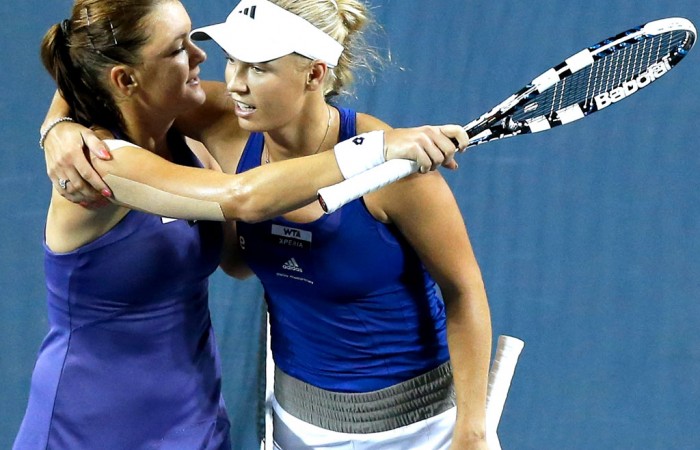 Agnieszka Radwanska (left) and Caroline Wozniacki, Australian Open 2012, Melbourne Park. GETTY IMAGES