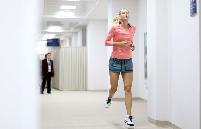 Maria Sharapova warms up, WTA Championships, Istanbul, 2012. GETTY IMAGES