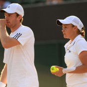 Wimbledon 2013 mixed doubles quarterfinalists John Peers (left) and Ash Barty. GETTY IMAGES