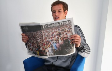 LONDON, ENGLAND - JULY 08:  Andy Murray of Great Britain reads through the morning papers at Wimbledon on July 8, 2013 in London, England.  (Photo by Julian Finney/Getty Images)