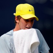 Harry Bourchier ultimately went down 6-1 6-3 to Daniel Kerznerman of the United States in boys' singles first round action at the US Open in Flushing Meadows; Getty Images