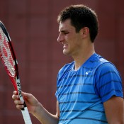 Leading 6-1 3-0, Bernard Tomic was unable to continue his great form, eventually going down to British qualifier Daniel Evans in the second round of the US Open at Flushing Meadows; Getty Images