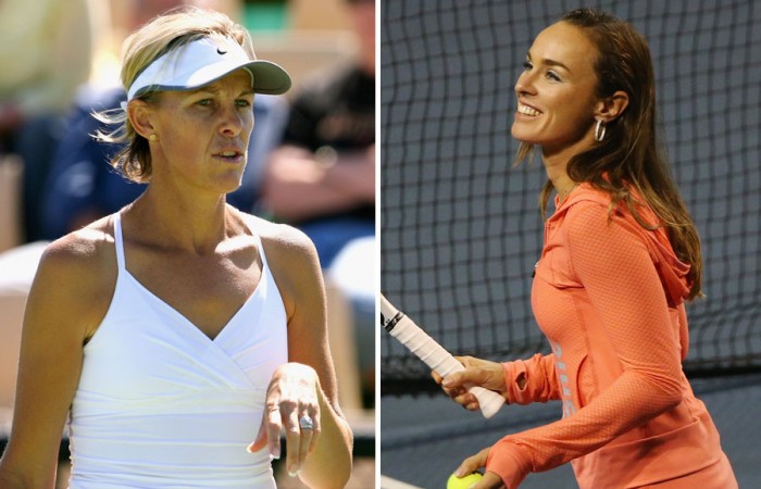 Nicole Bradtke (L) and Martina Hingis will feature at the 2014 World Tennis Challenge in Adelaide; Getty Images