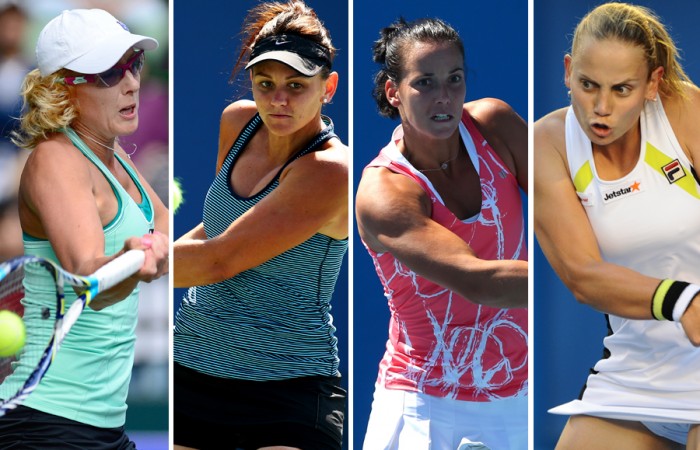 (L-R) Anastasia Rodionova, Casey Dellacqua, Jarmila Gajdosova and Jelena Dokic will be major drawcards in the women's draw of the Australian Open Play-off; Getty Images 