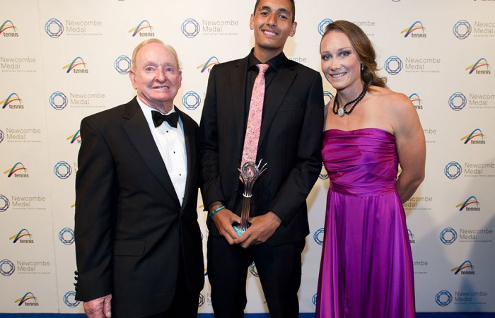 Rod Laver, Nick Kyrgios and Sam Stosur, Newcombe Medal, Australian Tennis Awards 2013. XUE BAI