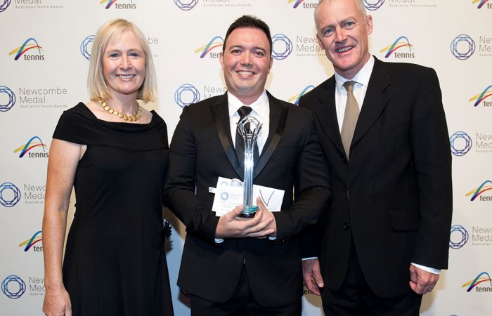 Kerryn Pratt, Matthew Ryan and John Fitzgerald, Newcombe Medal, Australian Tennis Awards 2013. XUE BAI