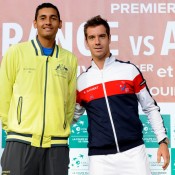 Nick Kyrgios and Richard Gasquet at the draw ceremony. © FFT/P. Montigny
