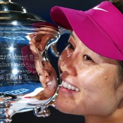 MELBOURNE, AUSTRALIA - JANUARY 25:  Na Li of China holds the Daphne Akhurst Memorial Cup after winning the women's final match against Dominika Cibulkova of Slovakia during day 13 of the 2014 Australian Open at Melbourne Park on January 25, 2014 in Melbourne, Australia.  (Photo by Graham Denholm/Getty Images)