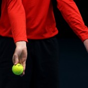 MELBOURNE, AUSTRALIA - JANUARY 19: A ballboy holds a tennis ball during day seven of the 2014 Australian Open at Melbourne Park on January 19, 2014 in Melbourne, Australia.  (Photo by Michael Dodge/Getty Images)