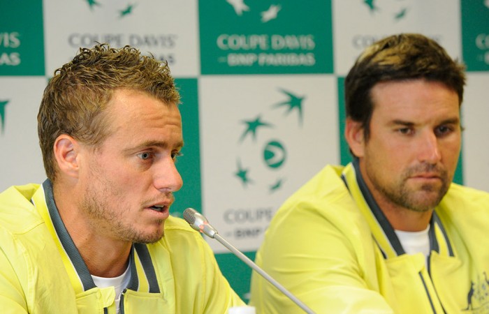 Lleyton Hewitt and Pat Rafter answer questions, France, 2014. © FFT/P. Montigny Lleyton Hewitt and Pat Rafter answer questions, France, 2014. © FFT/P. Montigny