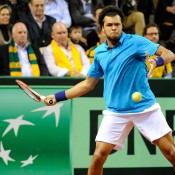 Jo-Wilfried Tsonga in action, France, 2014.  © FFT/P. Montigny