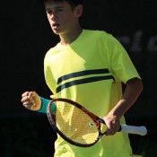 Alex De Minaur in action at the Junior Davis Cup Asia/Oceania qualifying competition in Kuching, Malaysia; Wee Photography