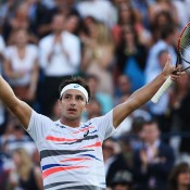 Marinko Matosevic celebrates his third round victory against Jo-Wilfried Tsonga at the ATP Queen's Club event in London; Getty Images