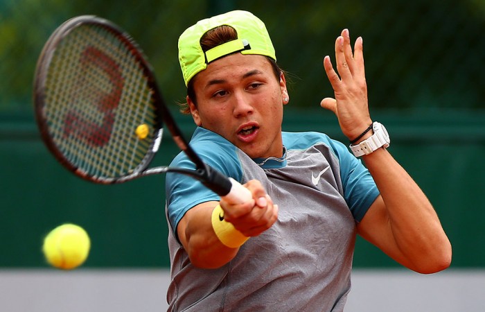 Akira Santillan in action during the junior event at Roland Garros 2014; Getty Images Akira Santillan in action during the junior event at Roland Garros 2014; Getty Images