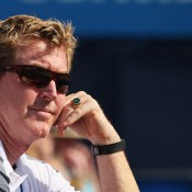 Mark Woodforde watches Marinko Matosevic in action; Getty Images