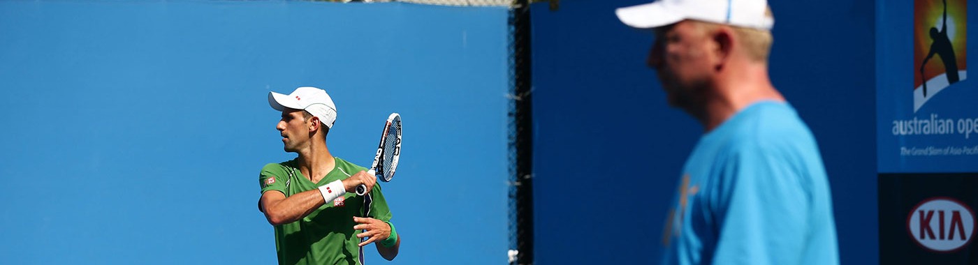 Novak Djokovic and Boris Becker, Australian Open, 2014. GETTY IMAGES