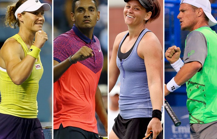 (L-R) Sam Stosur, Nick Kyrgios, Casey Dellacqua and Lleyton Hewitt have been named finalists for the Newcombe Medal; Getty Images