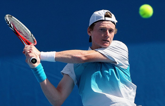 Blake Mott in action during the Australian Open 2014 qualifying event; Getty Images