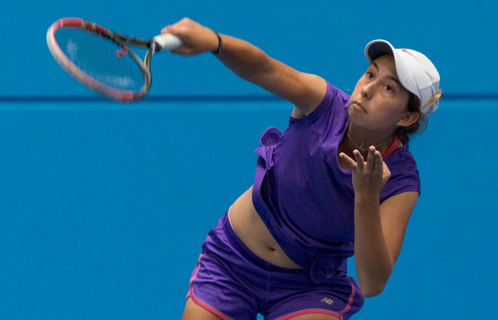 Ella Husrefovic in action during the girls' 14/u Australian Championships at Melbourne Park; Jason Lockett