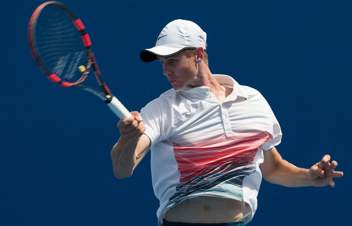 Blake Ellis in action during the semifinals of the 16/u Australian Championships; Jason Lockett