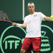 Lleyton Hewitt trains ahead of Australia's Davis Cup World Group first round tie against the Czech Republic in Ostrava; photo credit Pavel Lebeda