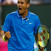 Nick Kyrgios in action during his first-round win over American Denis Kudla at the BNP Paribas Open at Indian Wells; Getty Images