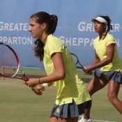 Australians Jaimee Fourlis (L) and Destanee Aiava in Junior Fed Cup doubles action at the Asia/Oceania final qualifying event in Shepparton; Trevor Phillips