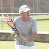 Tony Roche takes part in a practice session ahead of the Junior Davis Cup and Junior Fed Cup Asia/Oceania qualifying competition at Shepparton Lawn Tennis Club; Trevor Phillips