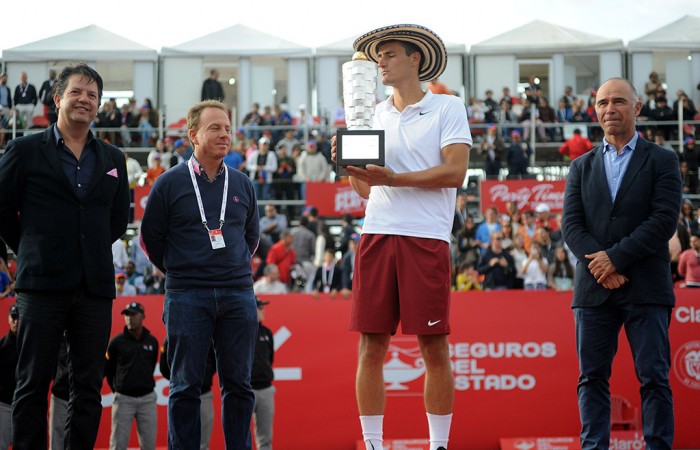 Bernard Tomic celebrates his victory at the Claro Open Colombia in Bogota; Press Office ATP 250 Claro Open Colombia