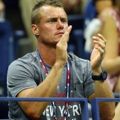 Lleyton Hewitt watches Nick Kyrgios in action on Arthur Ashe Stadium in the first round against No.3 seed Andy Murray; Getty Images