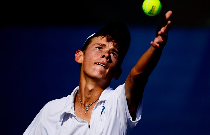Alex De Minaur in action in the boys' singles at the US Open; Getty Images