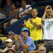 Fans enjoy the action on Grandstand in the match between Lleyton Hewitt and Bernard Tomic; Getty Images