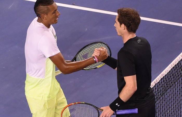 Nick Kyrgios (L) shakes hands with Andy Murray after their Australian Open 2015 quarterfinal; Getty Images Nick Kyrgios (L) shakes hands with Andy Murray after their Australian Open 2015 quarterfinal; Getty Images
