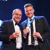 Newcombe Medal winner Sam Groth (R) and John Newcombe; Getty Images