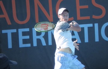 Blake Mott in action during his semifinal victory at the Launceston International Pro Tour event; Tennis Australia