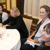 (L-R) Kimberly Birrell, coach Nicole Pratt, Sam Stosur and Arina Rodionova at the Australia v Slovakia Fed Cup teams dinner; Tennis Australia
