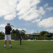 The Australian Davis Cup team practises at Kooyong Lawn Tennis Club; Elizabeth Xue Bai