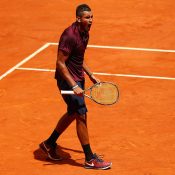 Nick Kyrgios in action during his second-round win over Stan Wawrinka at the Mutua Madrid Open; Getty Images